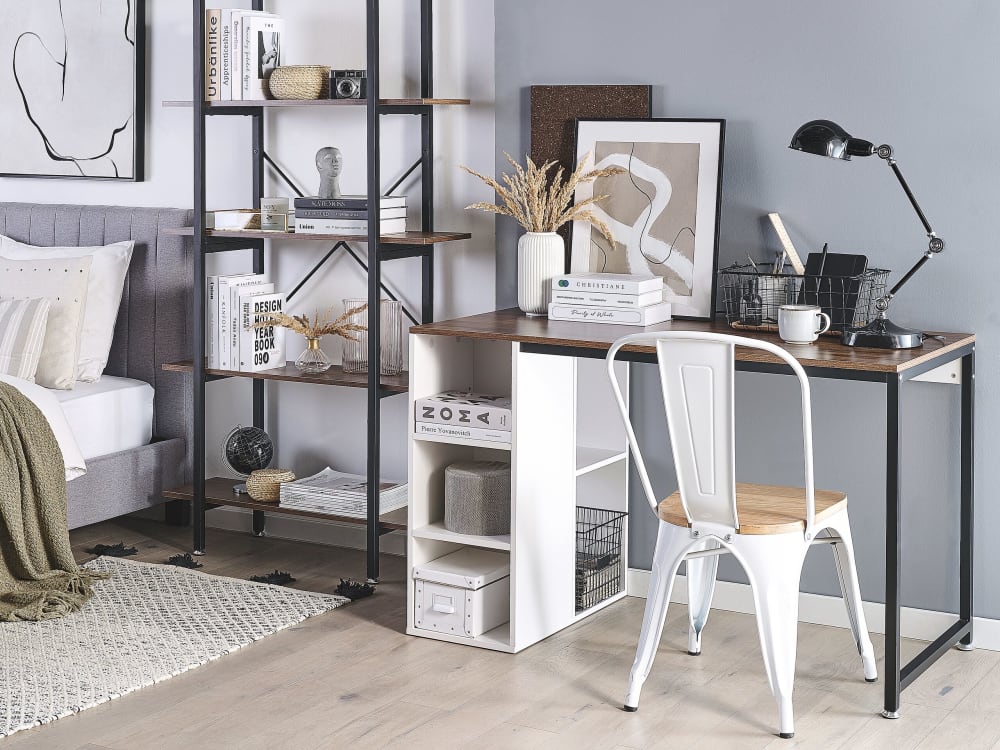Table de bureau 120 cm 60 cm marronblanc