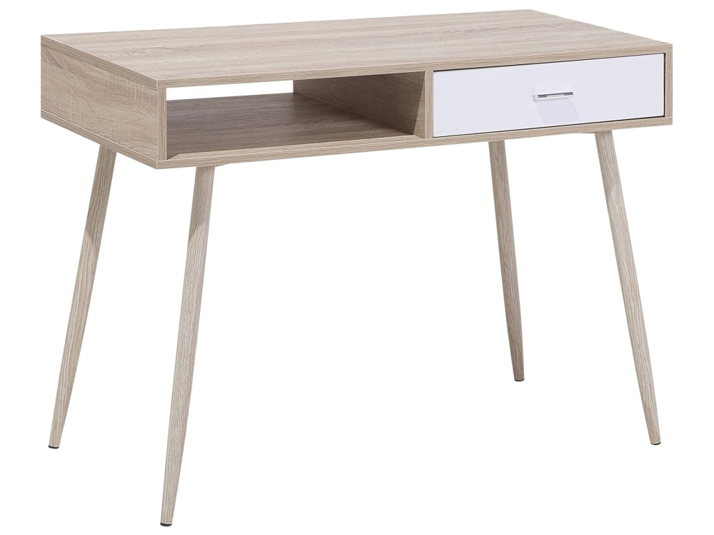 Table de bureau 100 cm 48 cm avec tiroirs marron clair Table de bureau 100 cm 48 cm avec tiroirs marron clair