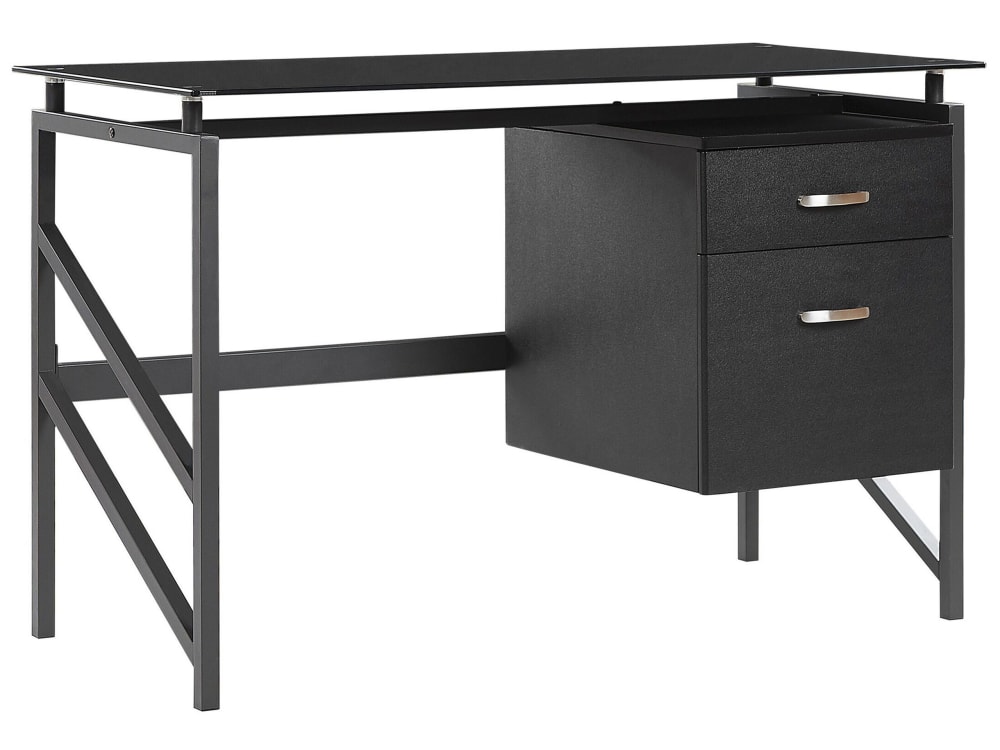 Table de bureau 117 cm 57 cm avec rangement noir Table de bureau 117 cm 57 cm avec rangement noir