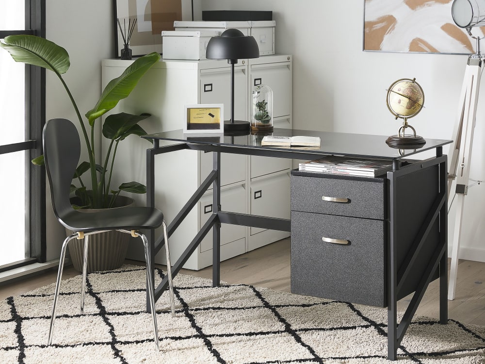 Table de bureau noir 117 cm 57 cm avec rangement