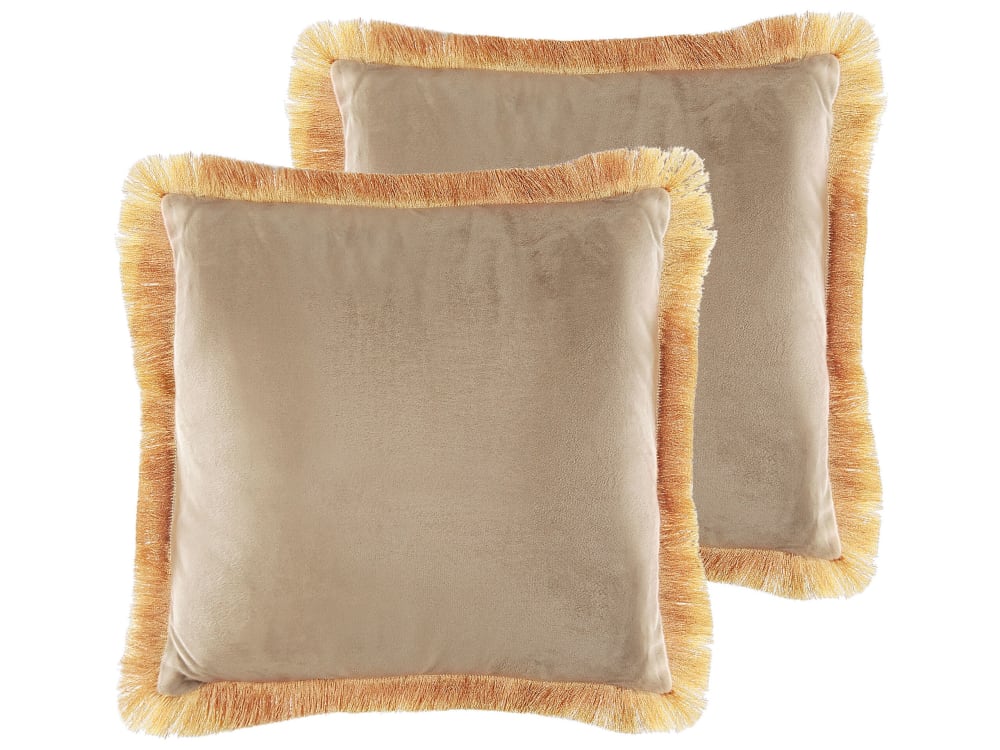 Lot de 2 coussin décoratifs en tissu beige 45x7cm