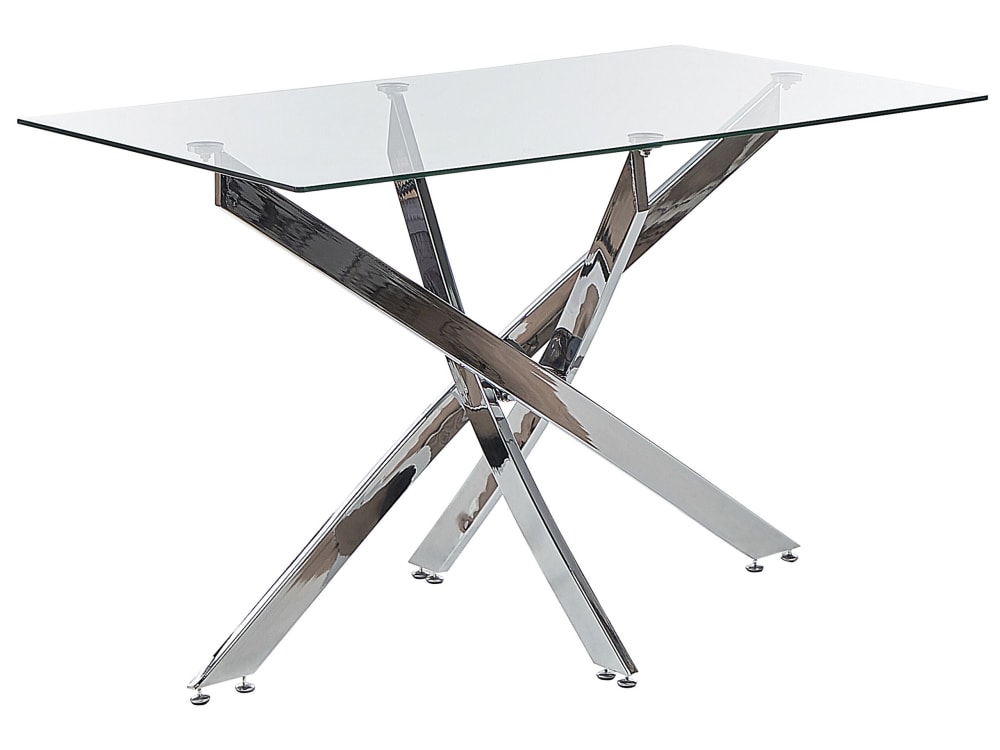 Beliani Esszimmertisch 4 Personen aus Sicherheitsglas, silber style classic chic - Stoff