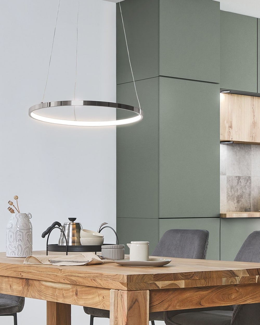 Lampe led suspendue métal argenté — vue 3