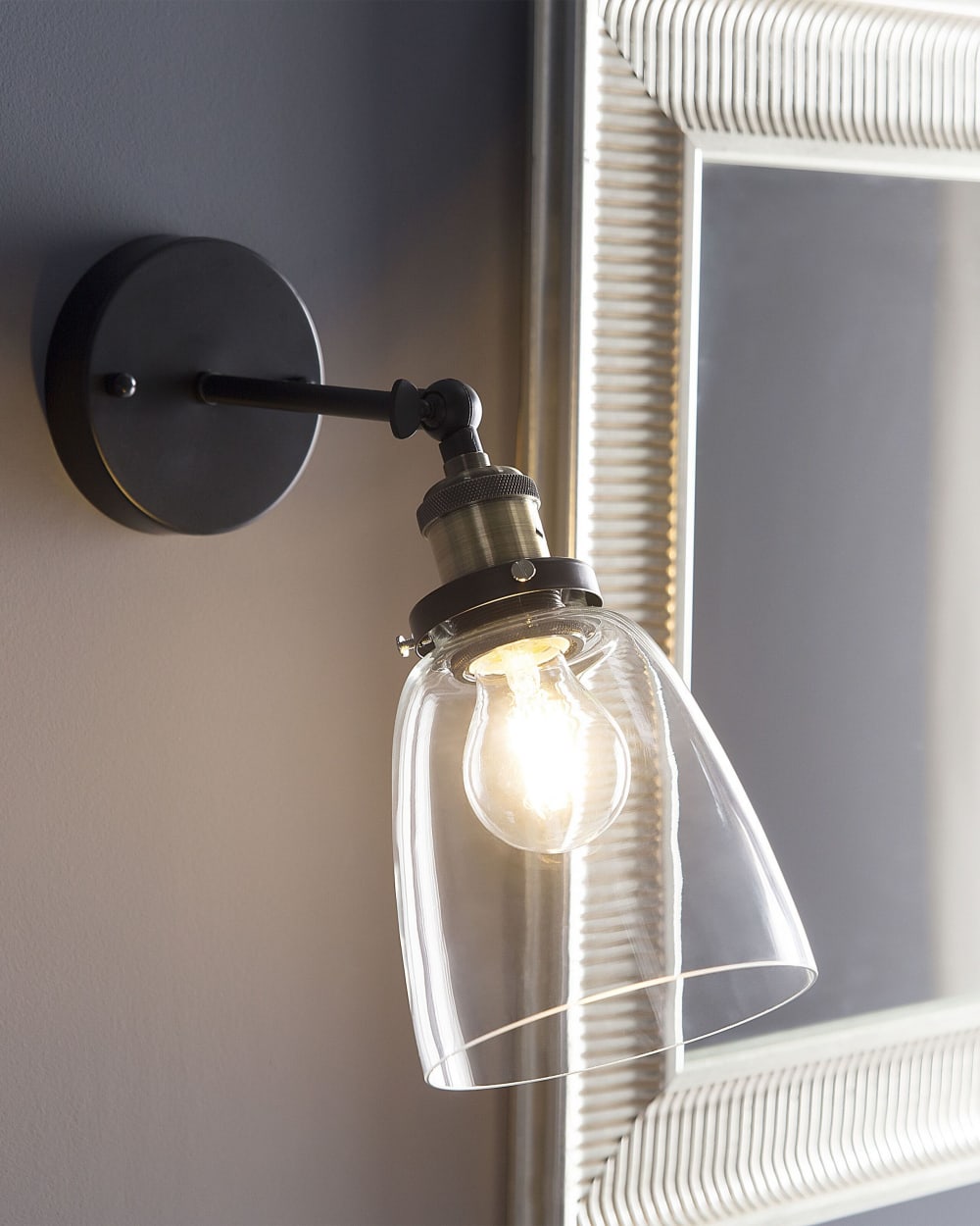 Lot de 2 lampes murales réglable métal transparent noir — vue 3