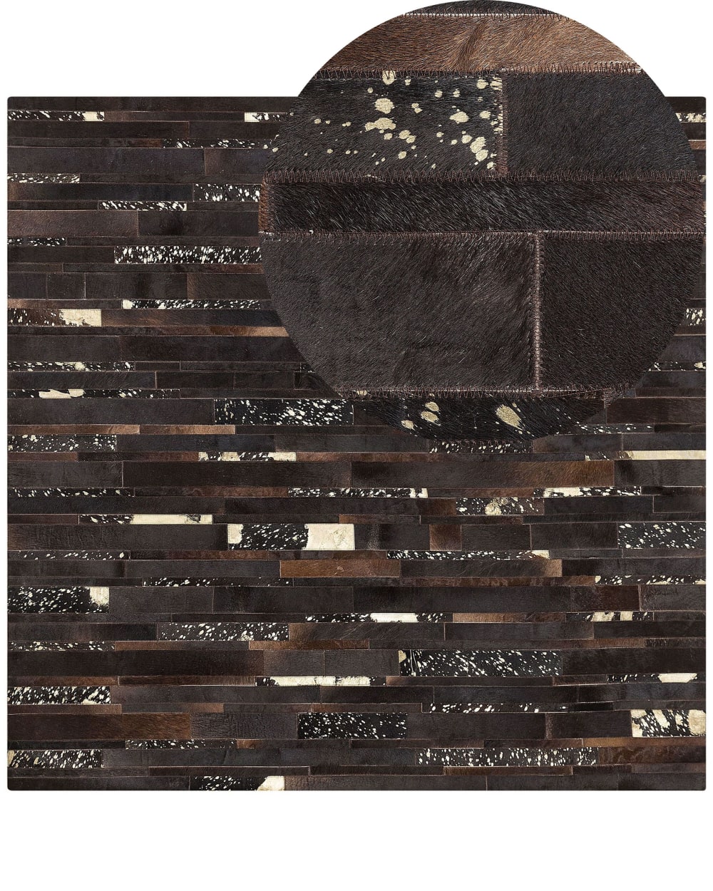 Beliani Kurzflor Teppich aus Echtleder 200 x 200cm, braun style modern - Stoff