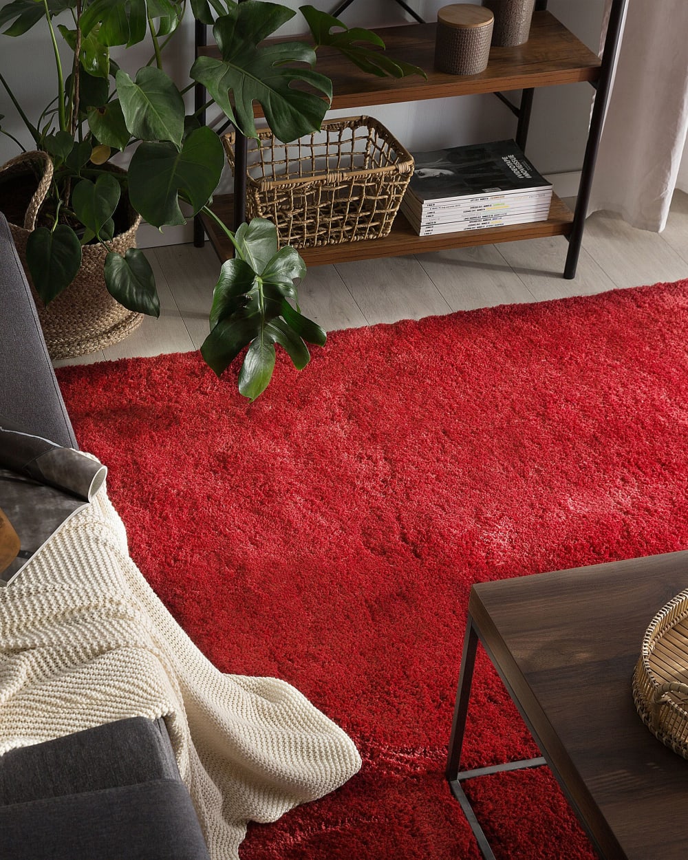 Shaggy Teppich aus Stoff 300 x 200cm, rot - Maisons Du Monde