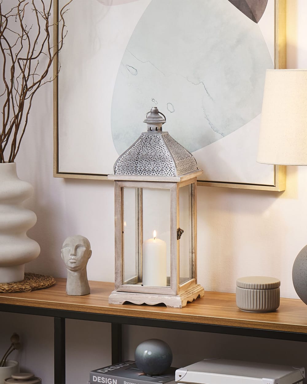 Laterne aus Metall 47 cm, weiß - Maisons Du Monde