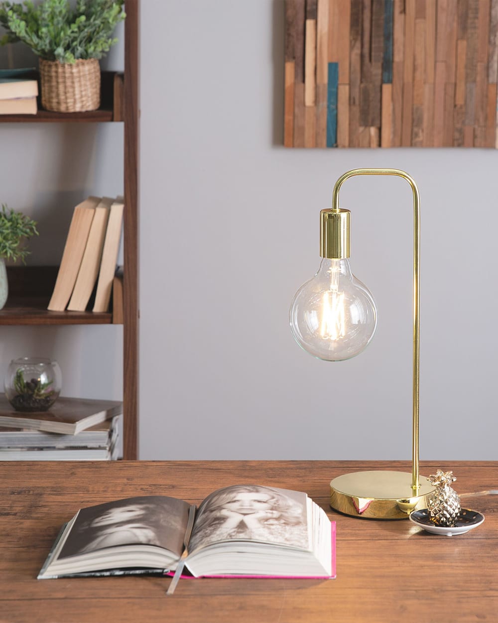 Lampe de bureau métal doré — vue 3