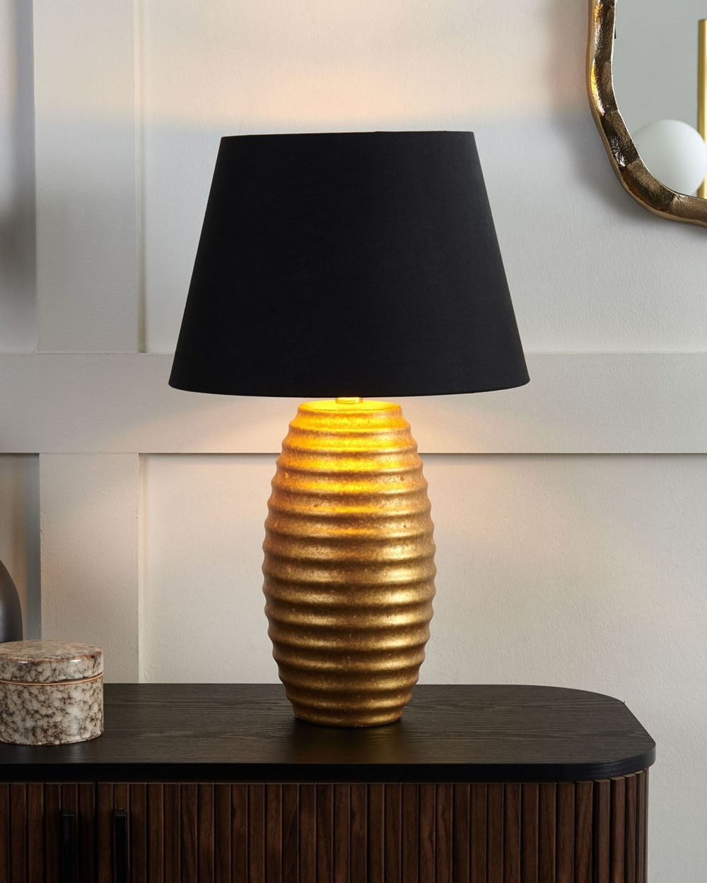 Lampe à poser porcelaine doré — vue 3