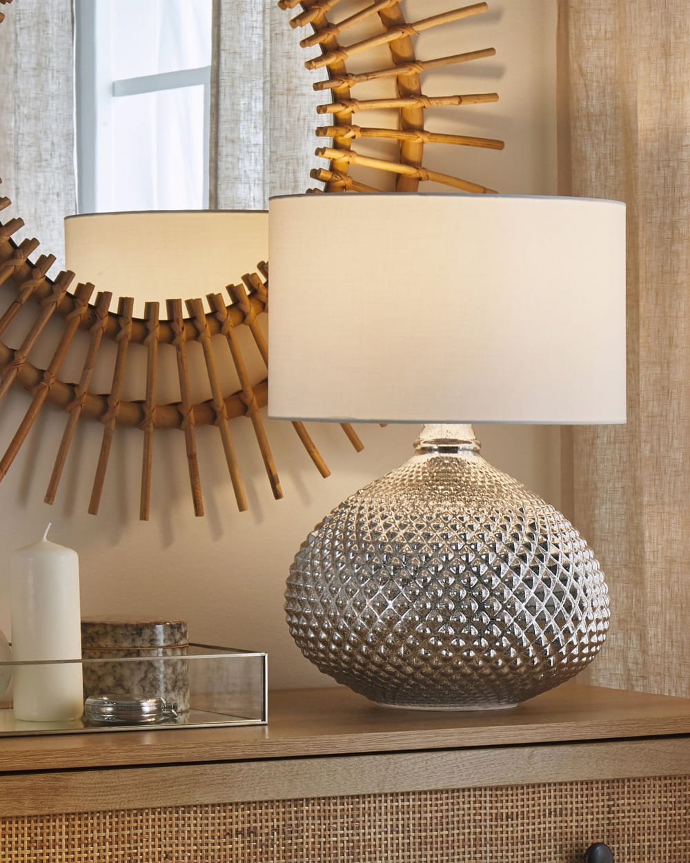 Lampe à poser verre argenté — vue 3