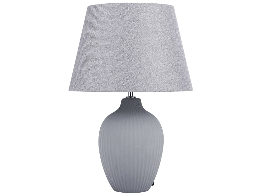 Beliani Tischleuchte aus Stoff 52cm, grau style classic chic - Keramik