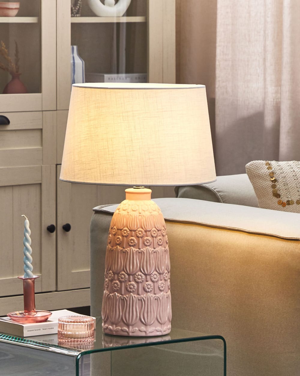 Lampe à poser céramique rose — vue 3