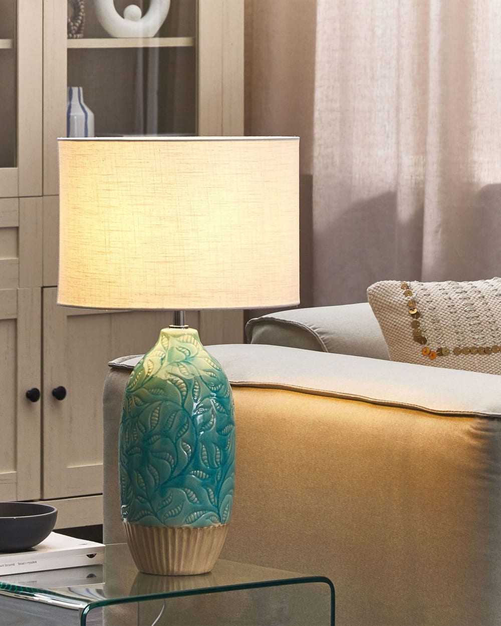 Lampe à poser céramique turquoise — vue 3