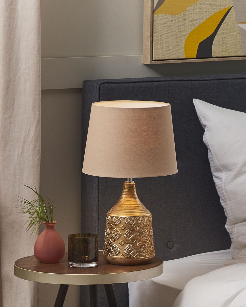 Lampe à poser céramique marron doré — vue 3