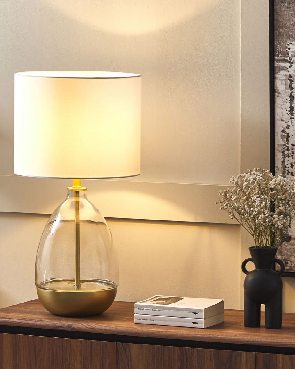 Lampe à poser verre blanc — vue 3