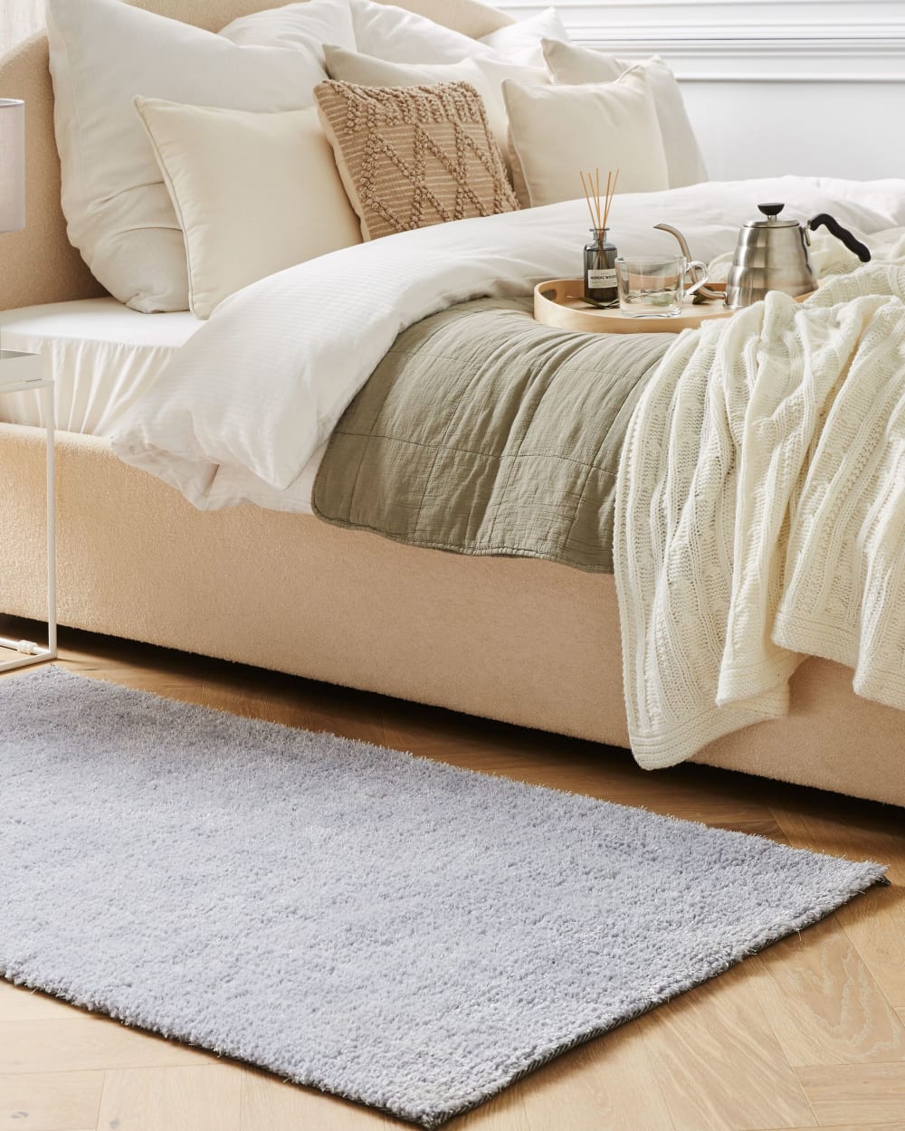 Shaggy Teppich aus Stoff 150 x 80cm, grau - Maisons Du Monde
