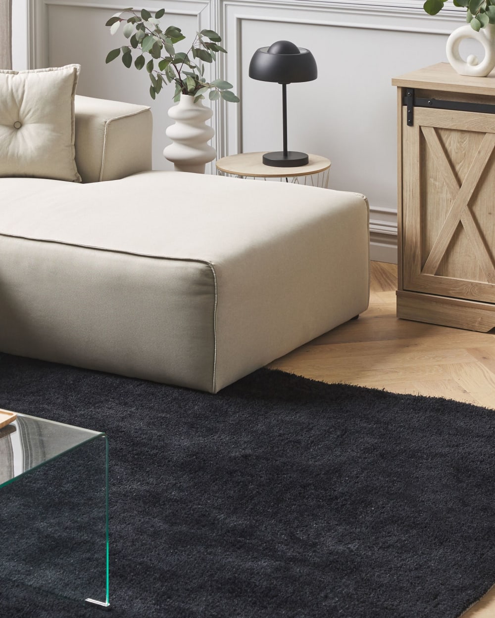 Tapis en tissu noir 300x200cm