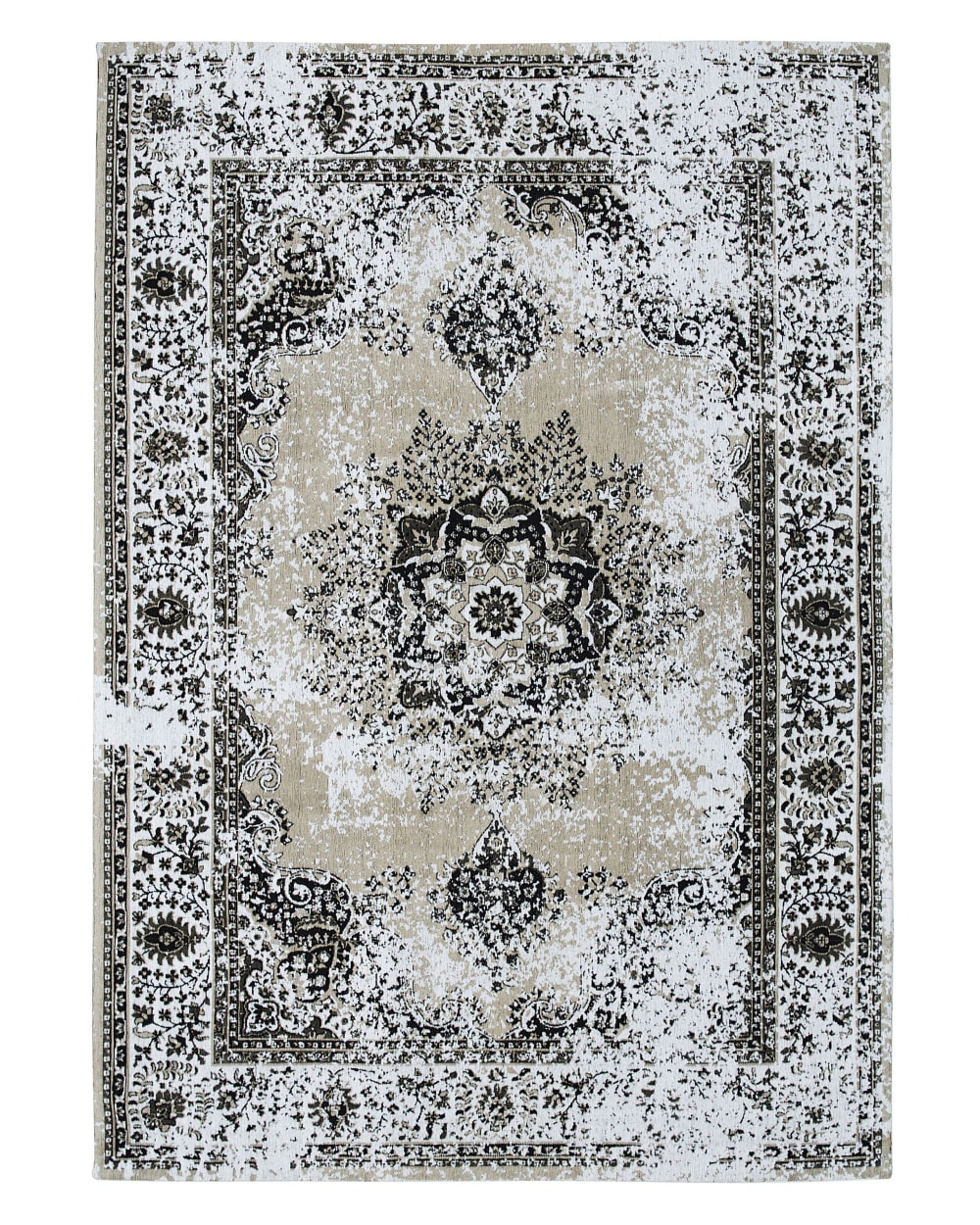 Beliani Kurzflor Teppich aus Stoff 200 x 140cm, beige style vintage - Stoff