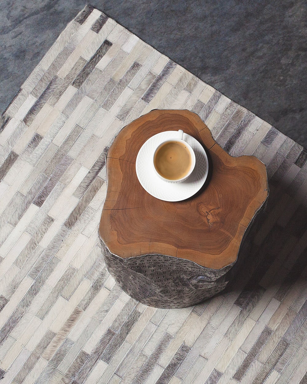 Tapis en cuir véritable gris 230x160cm