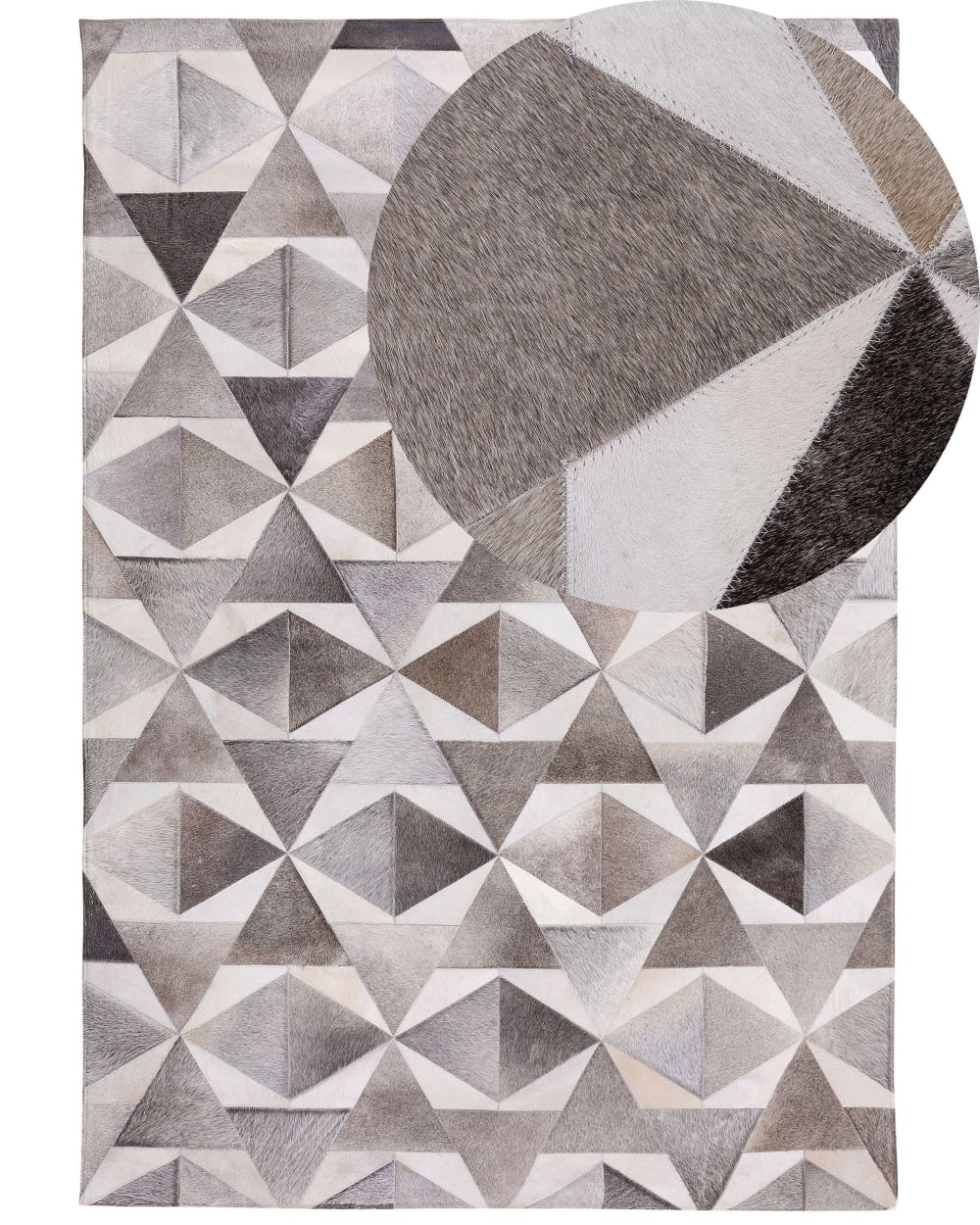 Beliani Kurzflor Teppich aus Echtleder 200 x 140cm, grau style classic chic - Stoff