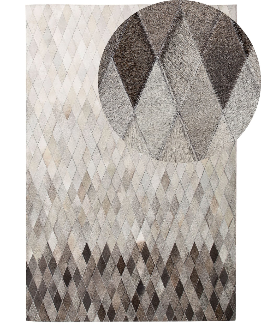 Beliani Patchwork Teppich aus Echtleder 200 x 140cm, beige style modern - Stoff