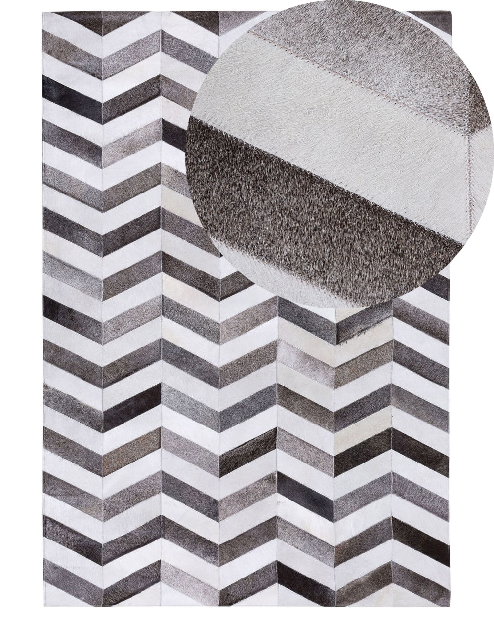 Beliani Kurzflor Teppich aus Echtleder 200 x 140cm, bunt style classic chic Mehrfarbig Stoff