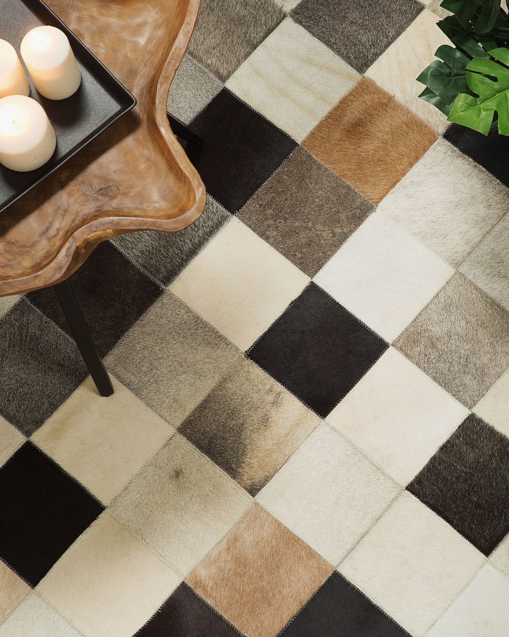 Tapis en cuir véritable multicolore 230x160cm