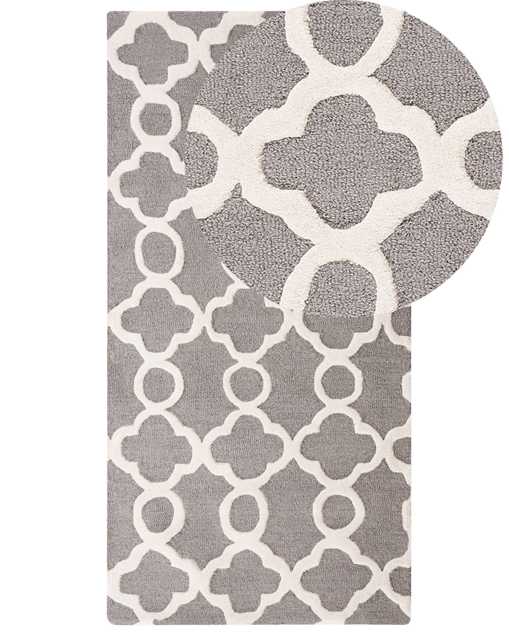 Beliani Kurzflor Teppich aus Stoff 150 x 80cm, grau style classic chic - Wolle