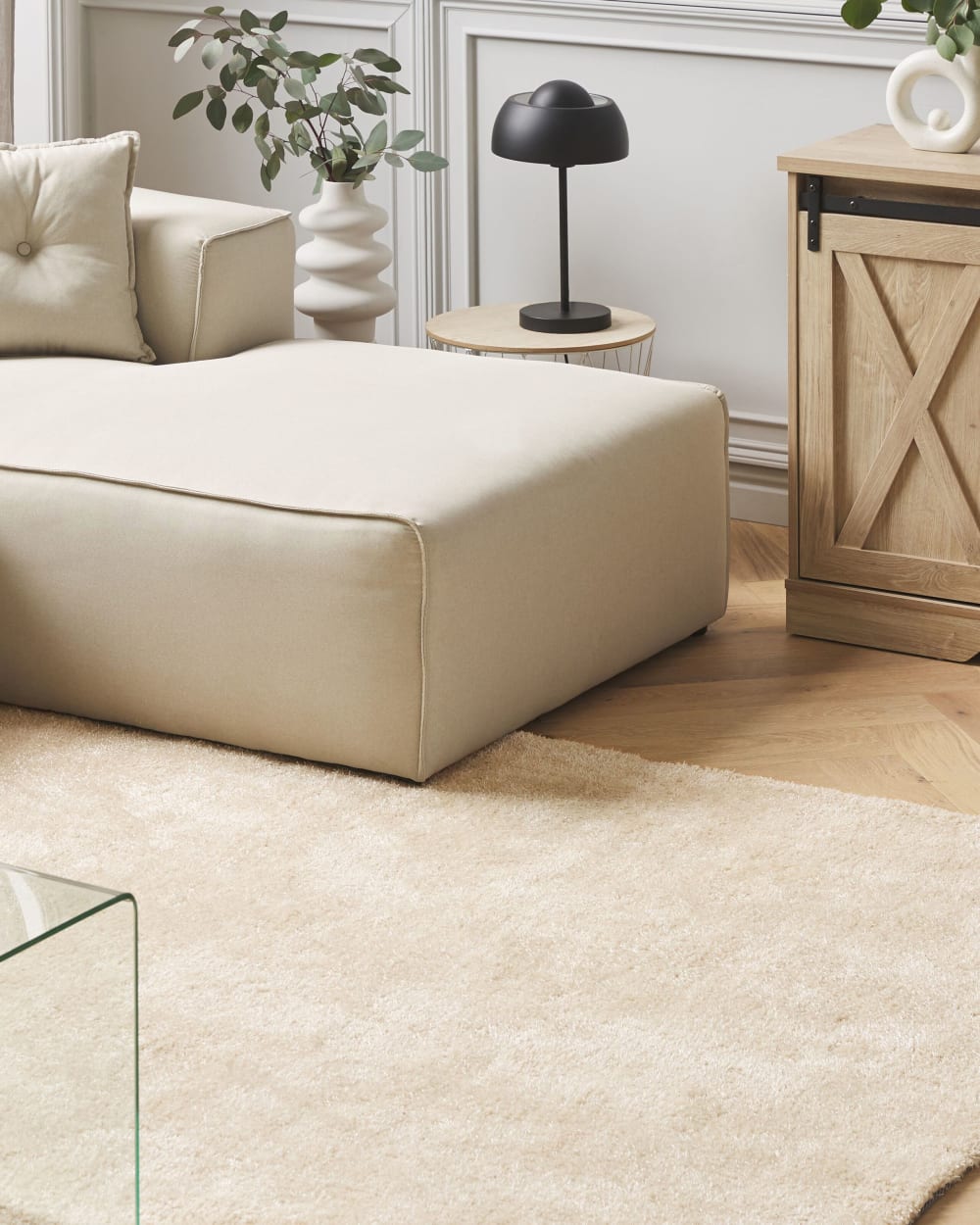 Shaggy Teppich aus Stoff 230 x 160cm, beige - Maisons Du Monde