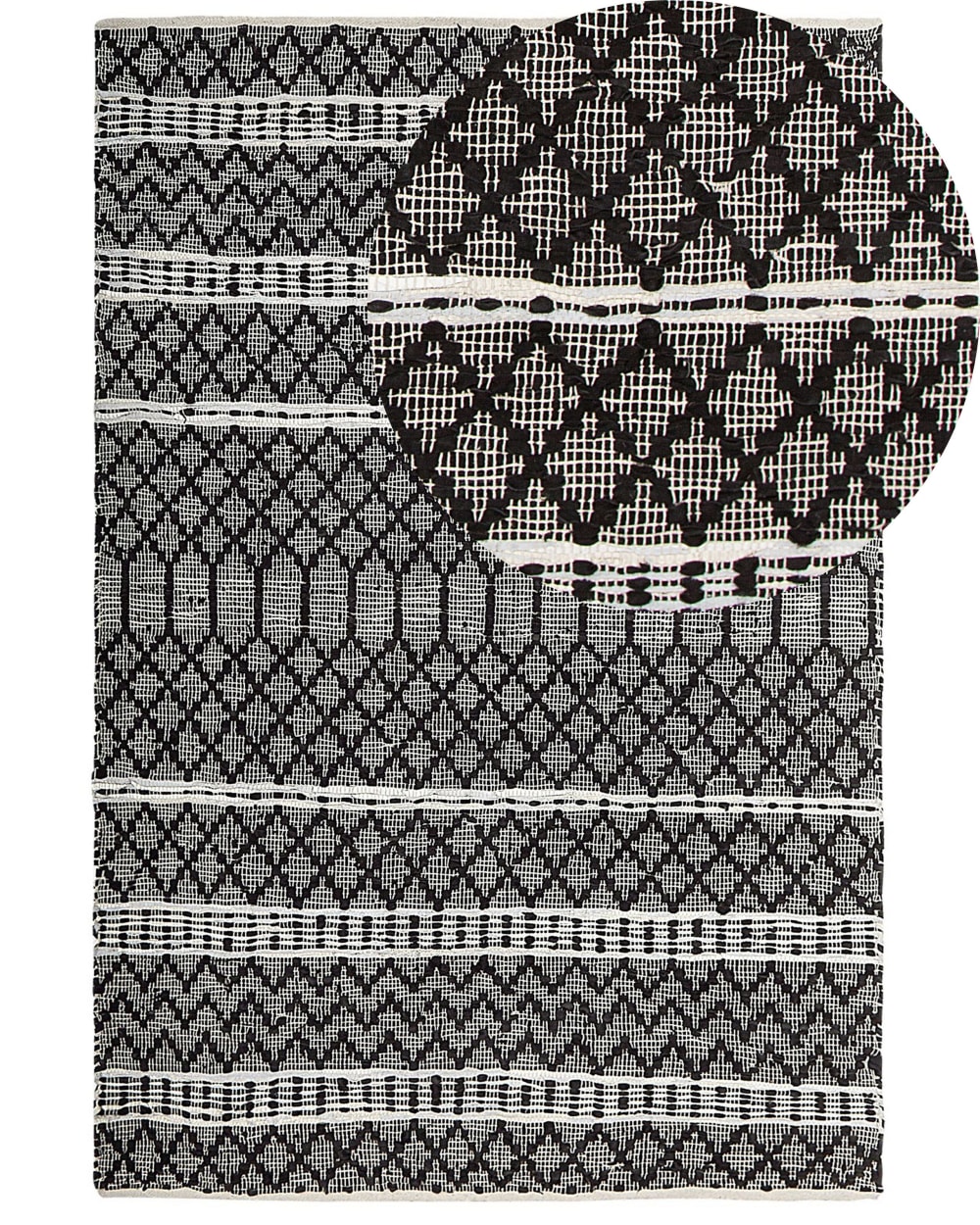Beliani Geflochtener Teppich aus Echtleder 200 x 140cm, schwarz style landhaus - -
