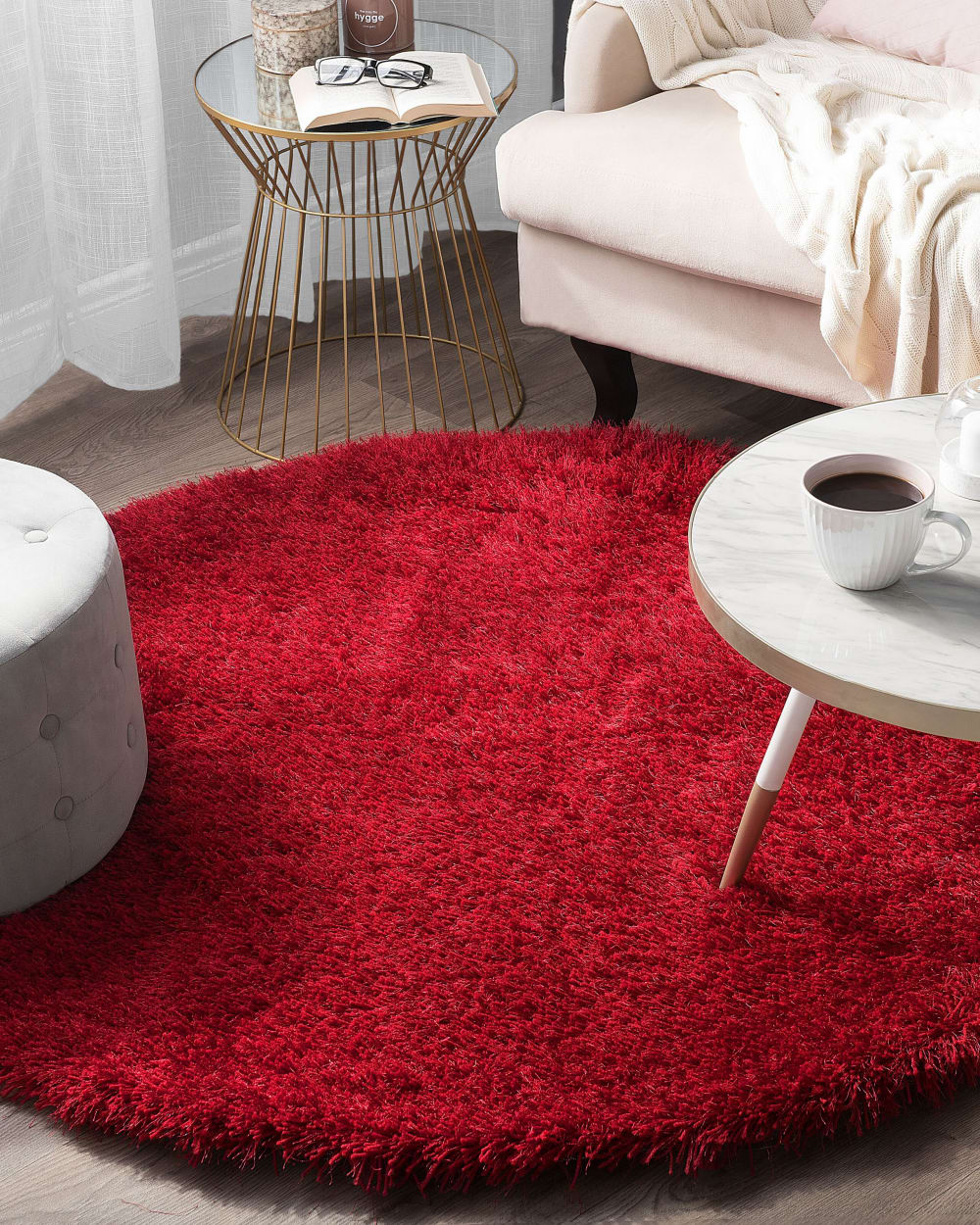 Tapis en tissu rouge 140x140cm — vue 3