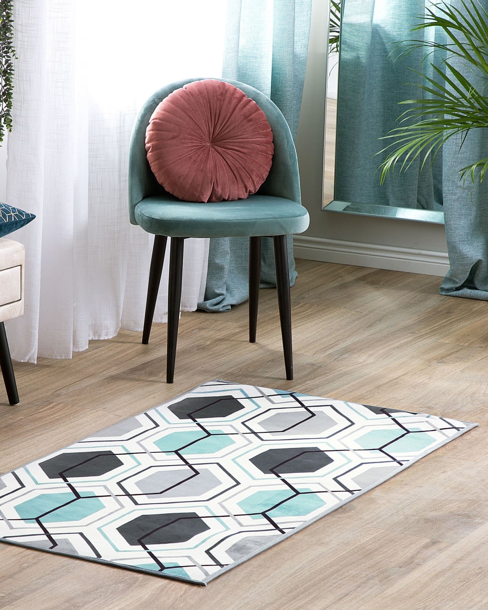 Kurzflor Teppich aus Stoff 150 x 80cm, bunt - Maisons Du Monde