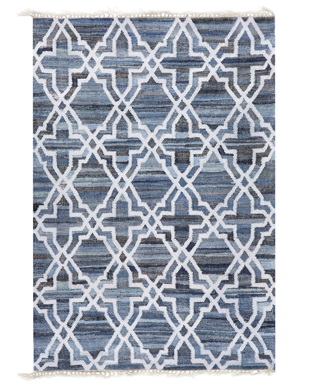 Beliani Kurzflor Teppich aus Stoff 200 x 140cm, blau style classic chic - Baumwolle