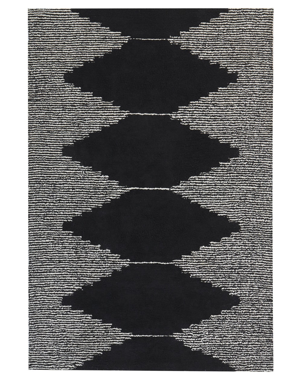Beliani Kurzflor Teppich aus Stoff 230 x 160cm, schwarz style modern - Baumwolle