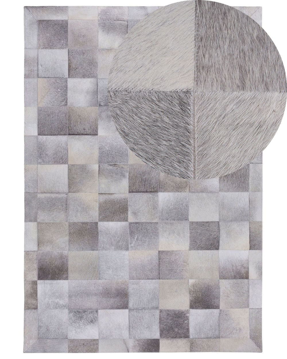 Beliani Patchwork Teppich aus Echtleder 200 x 140cm, grau style modern - Stoff