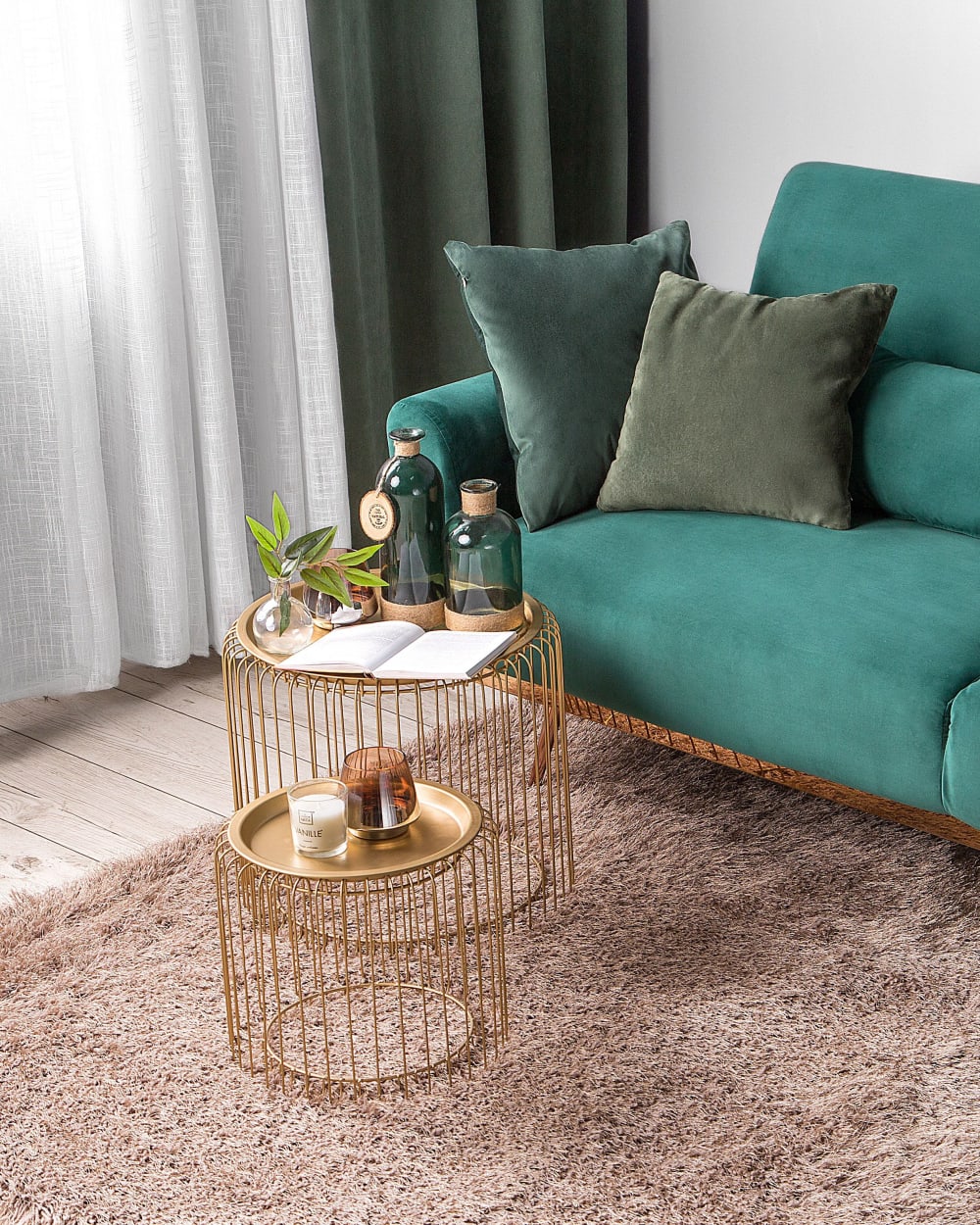 Shaggy Teppich aus Stoff 200 x 140cm, beige - Maisons Du Monde