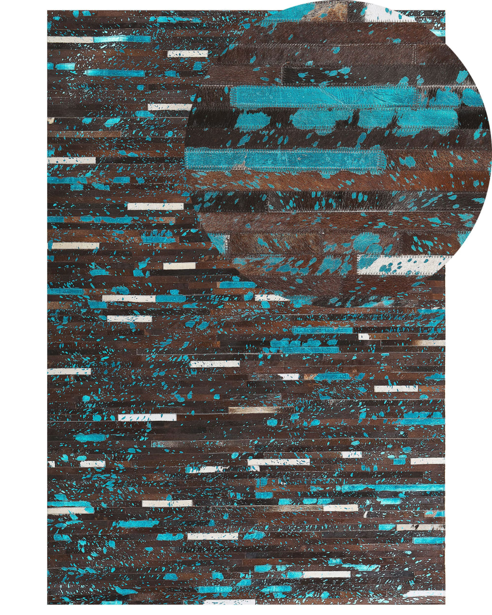 Patchwork Teppich Aus Echtleder 200 X 140Cm, Braun