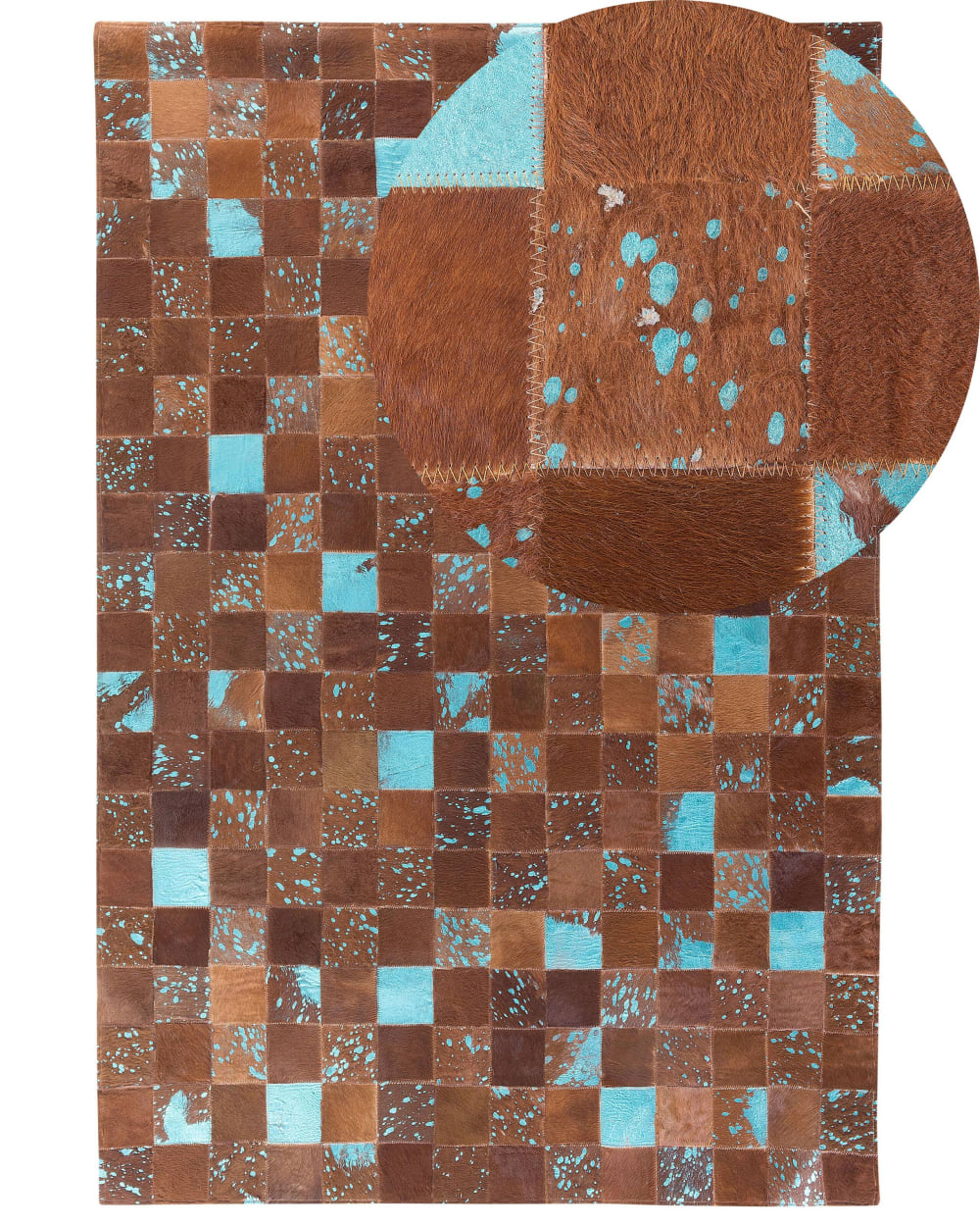 Patchwork Teppich Aus Echtleder 230 X 160Cm, Braun