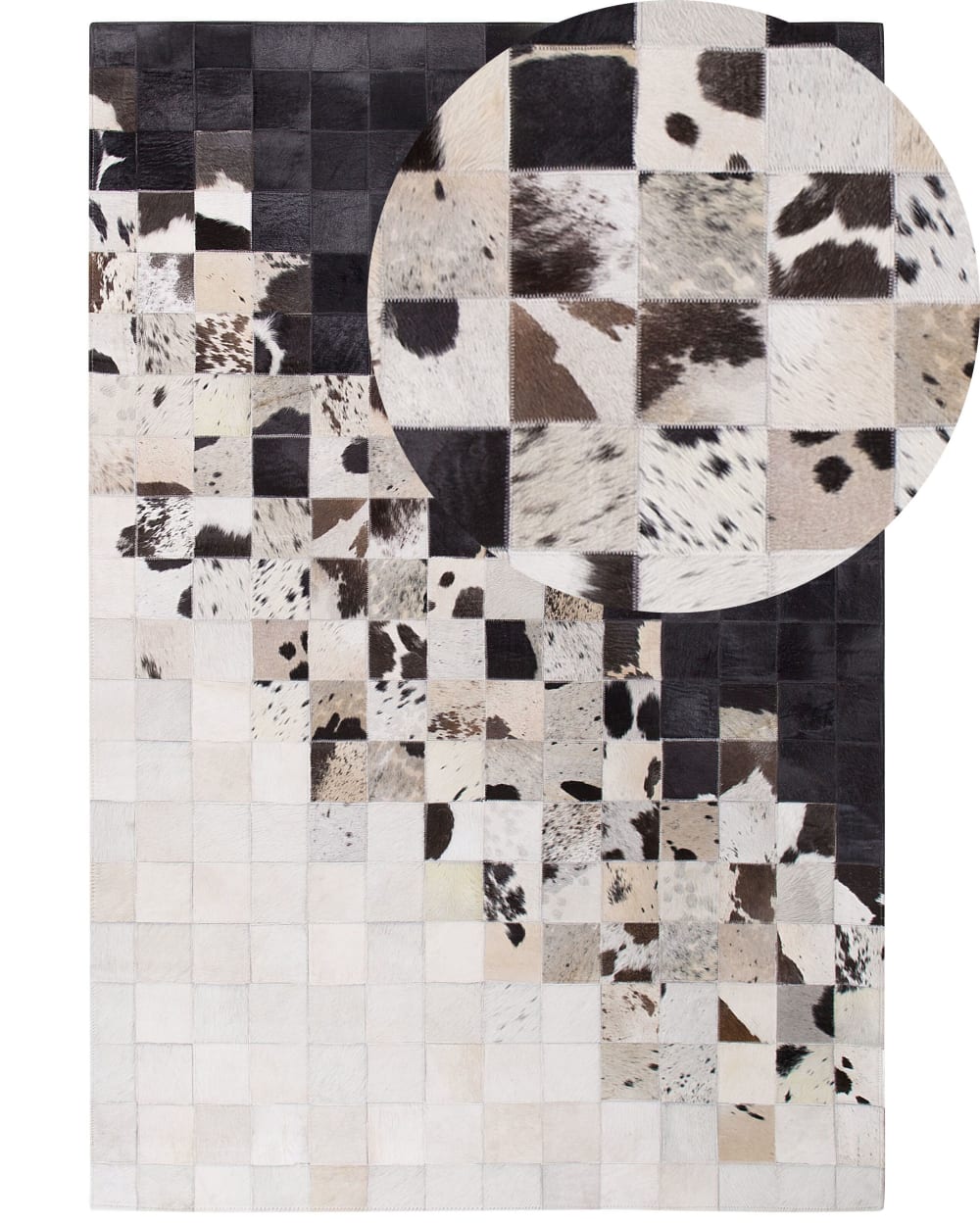 Beliani Patchwork Teppich aus Echtleder 200 x 140cm, schwarz style modern - Stoff