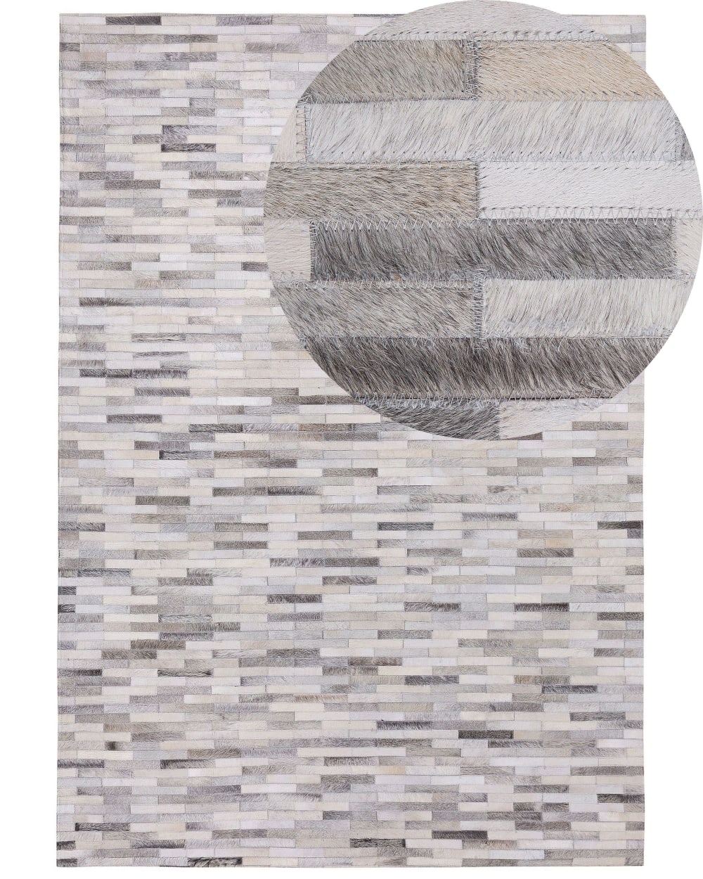 Beliani Kurzflor Teppich aus Echtleder 200 x 140cm, grau style modern - Stoff
