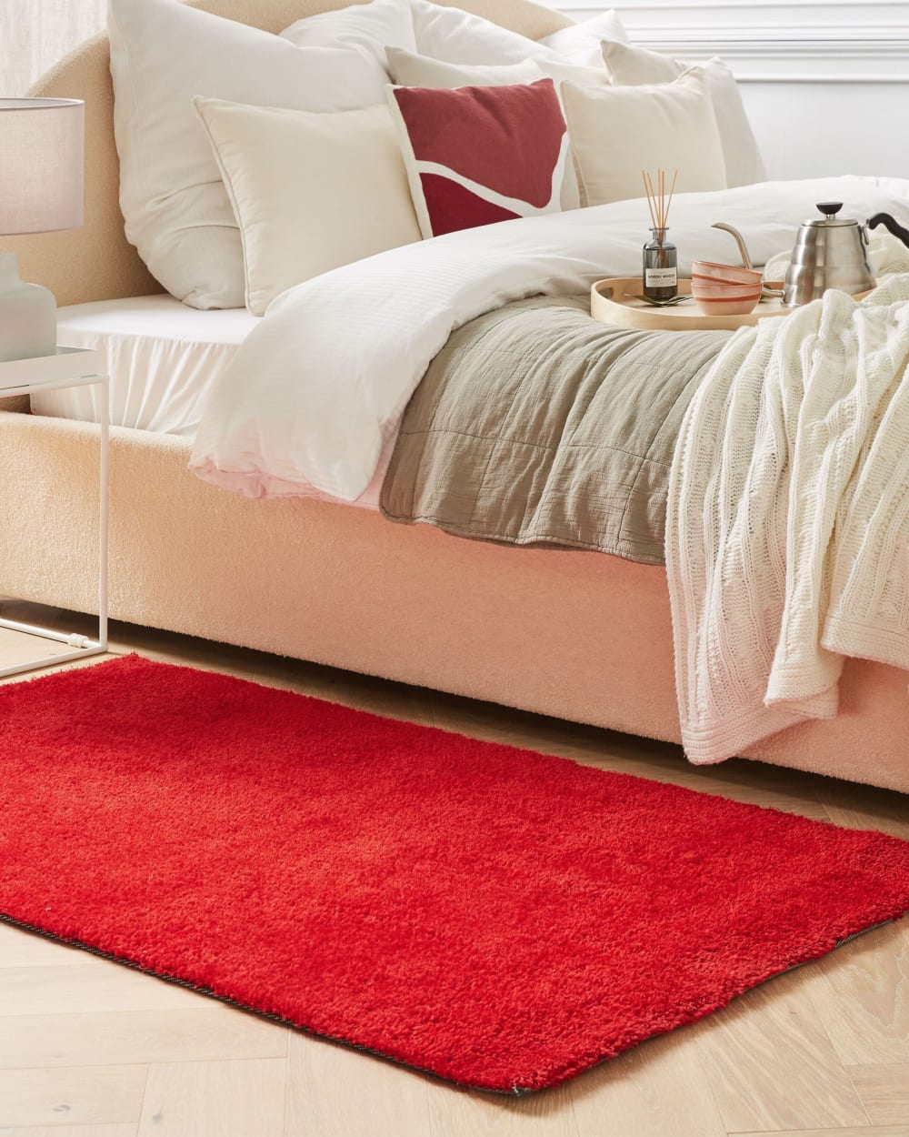Shaggy Teppich aus Stoff 150 x 80cm, rot - Maisons Du Monde