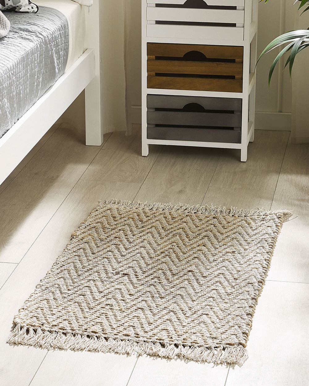 Kurzflor Teppich aus Stoff 80 x 50cm, beige - Maisons Du Monde