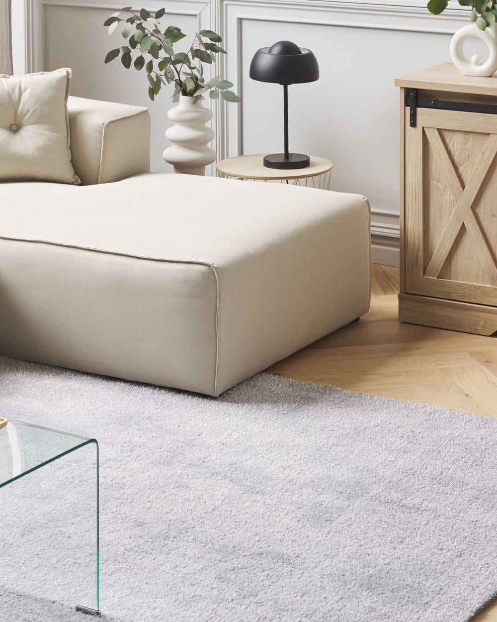 Shaggy Teppich aus Stoff 200 x 140cm, grau - Maisons Du Monde