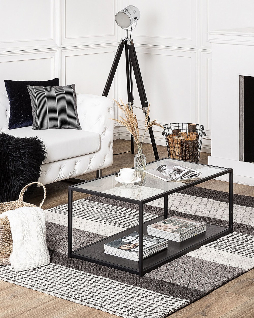 Kurzflor Teppich aus Stoff 200 x 140cm, grau - Maisons Du Monde