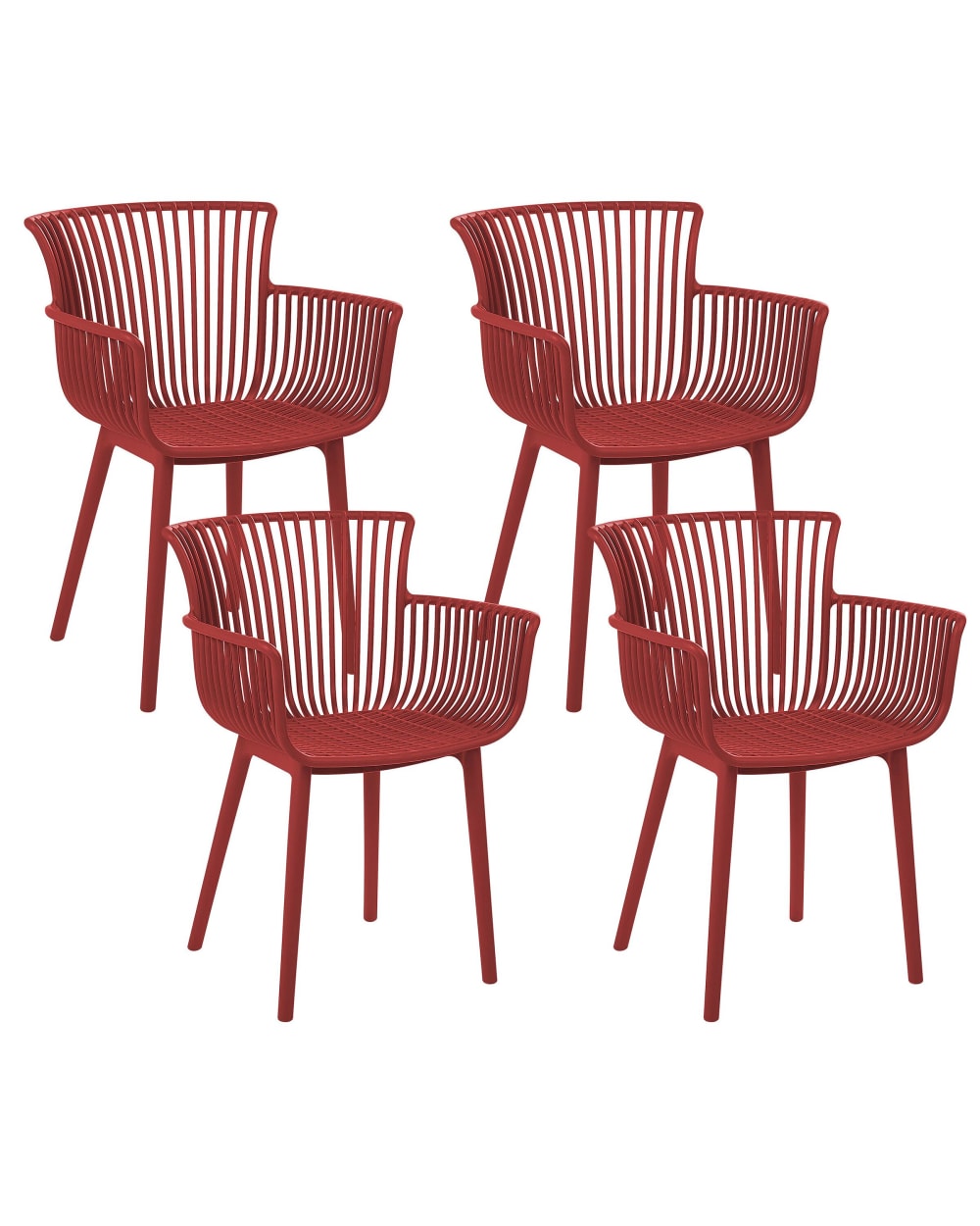 Gartenstuhl 4Er Set Aus Kunststoff 84 Cm, Rot