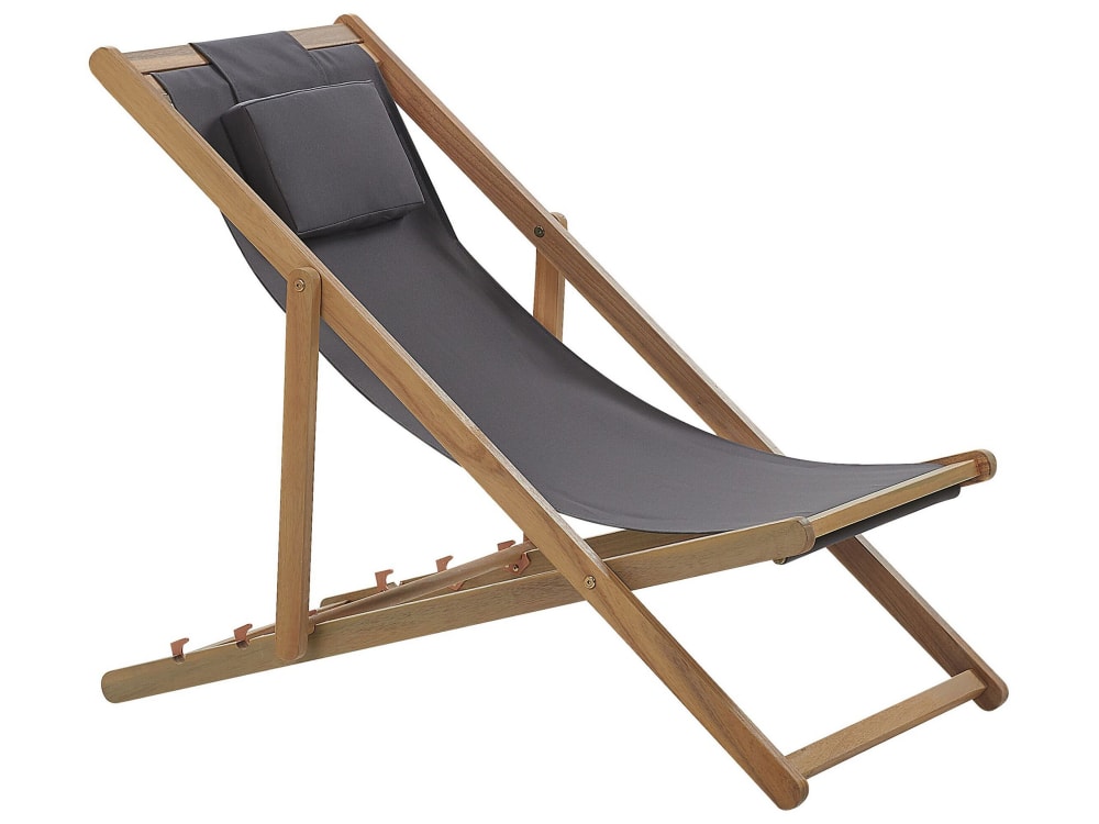 Gartenliege Aus Stoff, Akazienholz L97 99 101 Cm, Grau