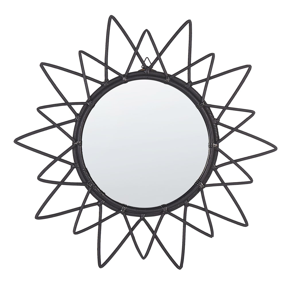 Miroir en rotin noir 61x61