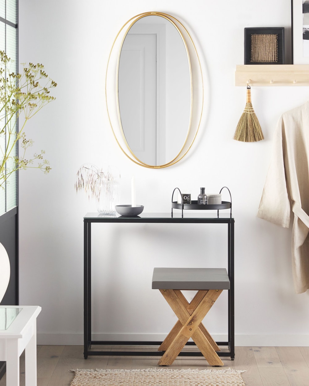 Miroir en métal doré 90x55