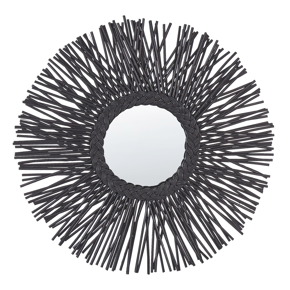 Miroir en rotin noir 60x60
