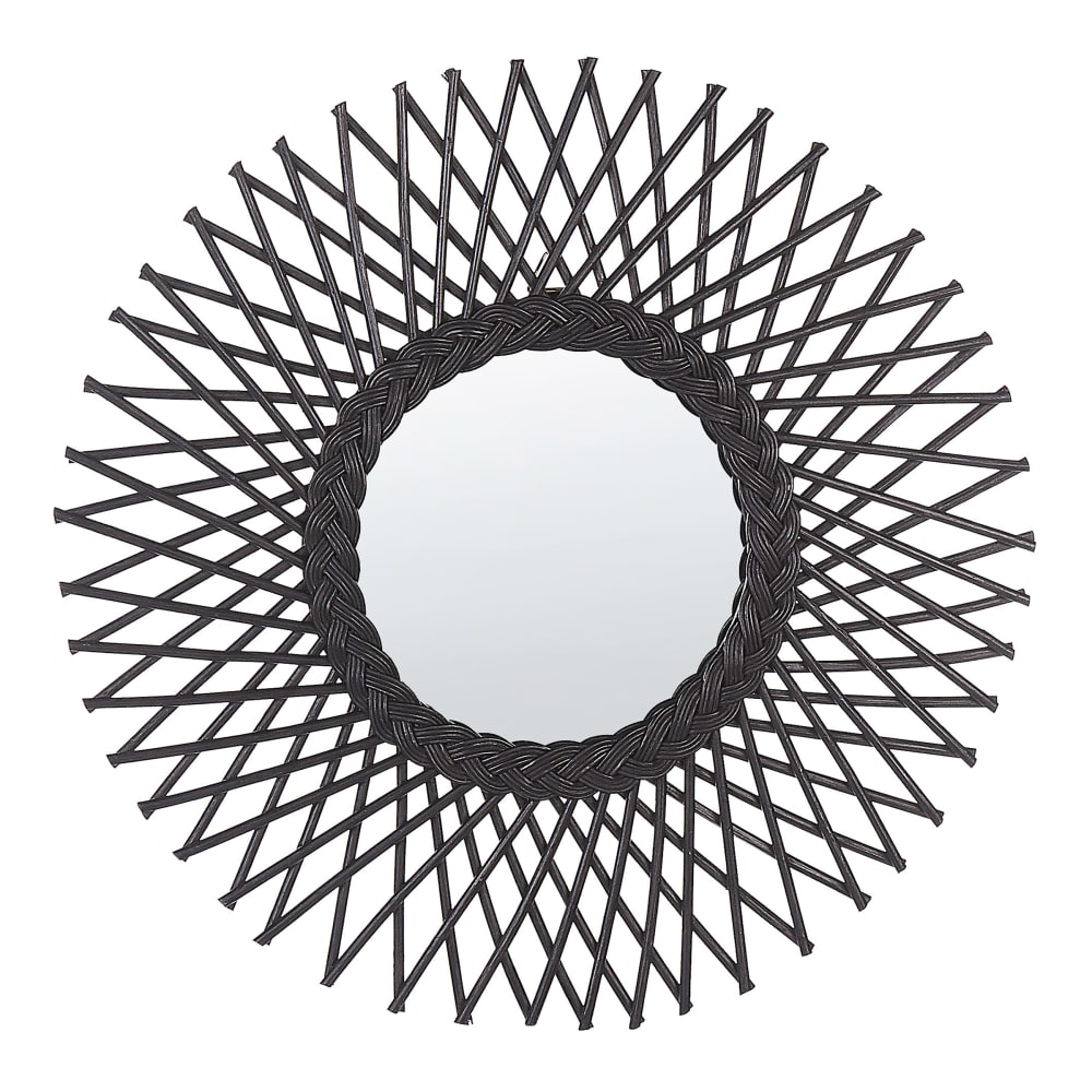 Wandspiegel aus Rattan 60 x 60, schwarz - Maisons Du Monde